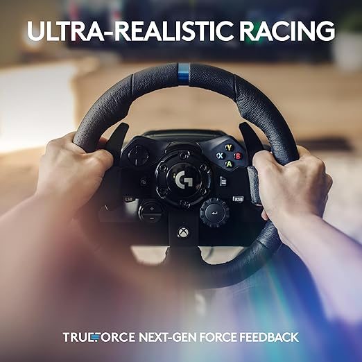 Logitech G923 Racing Wheel and Pedals for Xbox Series X|S, Xbox One and PC featuring TRUEFORCE up to 1000 Hz Force Feedback, Responsive Pedal, Dual Clutch Launch Control, and Genuine Leather Wheel Cover - Image 7