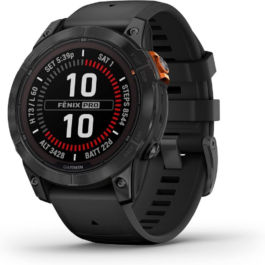 Garmin fēnix 7 Pro Sapphire Solar, Multisport GPS Smartwatch, Built-in Flashlight, Solar Charging Capability, Black