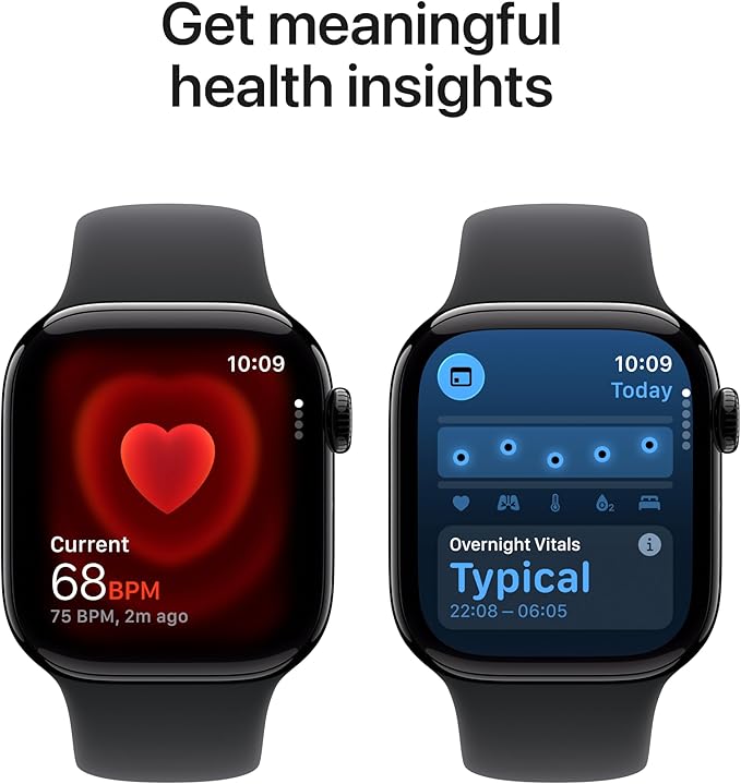 Apple Watch Series 11 GPS 42mm Smartwatch with Jet Black Aluminium Case with Black Sport Band S/M. Sleep Score, Fitness Tracker, Health Monitoring, Always-On Display, Water Resistant - Image 3
