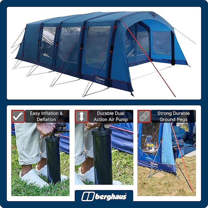 Berghaus Freedom 7 Nightfall Tent with Built in Porch and Darkened Bedroom Technology, 7 Berth Inflatable Tent, 7 Man Tent, Air Tent for 7 People, Family Camping Tent, Camping Equipment, Brand New - Image 5