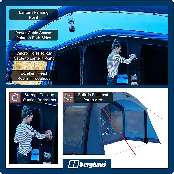 Berghaus Freedom 7 Nightfall Tent with Built in Porch and Darkened Bedroom Technology, 7 Berth Inflatable Tent, 7 Man Tent, Air Tent for 7 People, Family Camping Tent, Camping Equipment, Brand New - Image 6