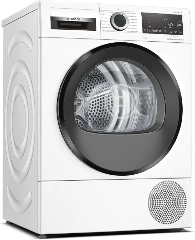Bosch WQG24509GB Heat Pump Tumble Dryer, 9kg Capacity, SelfCleaning Condenser, AutoDry, Fast drying within 40 minutes, SensitiveDrying System, White, Serie 6, Freestanding [Energy Class A++], Brand New