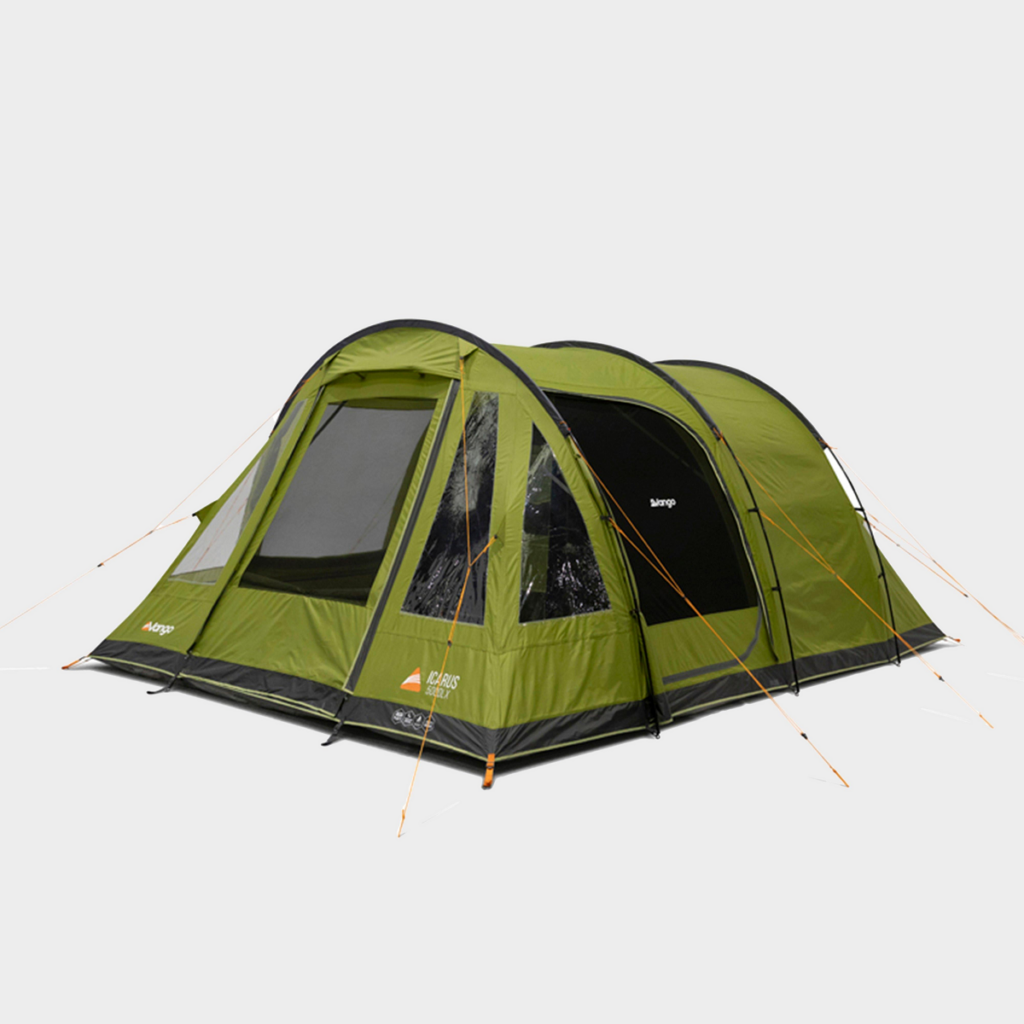 Vango Icarus 500 Deluxe Family Tent – Green + Khaki Tent Carpet, Brand New