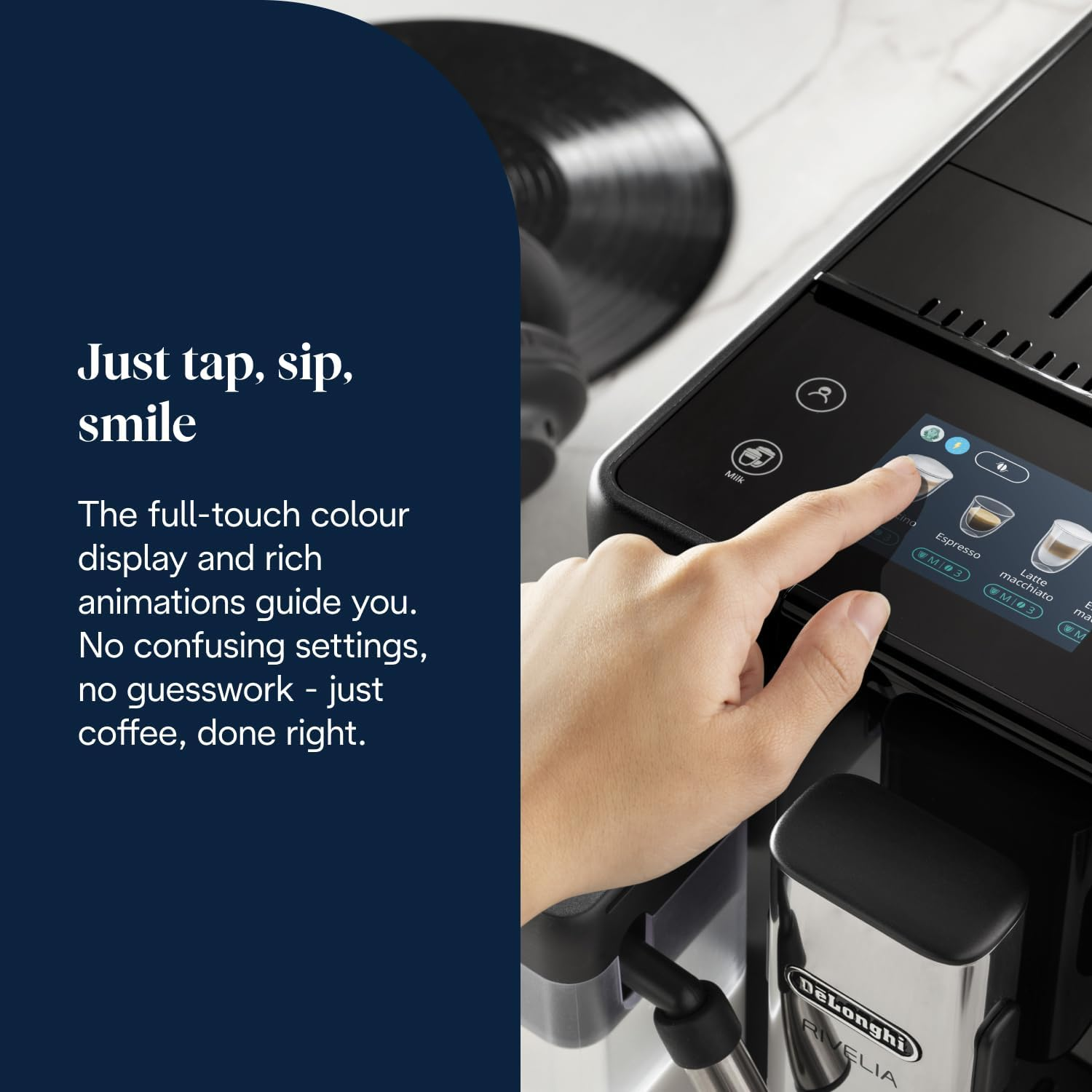 DeLonghi Rivelia EXAM440.55.G, Available Colours: Onyx Black, Arctic White & Pebble Grey, Fully Automatic Coffee Machine with LatteCrema Hot, Automatic Milk Frother, Compact Size Bean to Cup Coffee Machine, 16 Recipes, Full Touch Colored Display, Brand New - Image 5