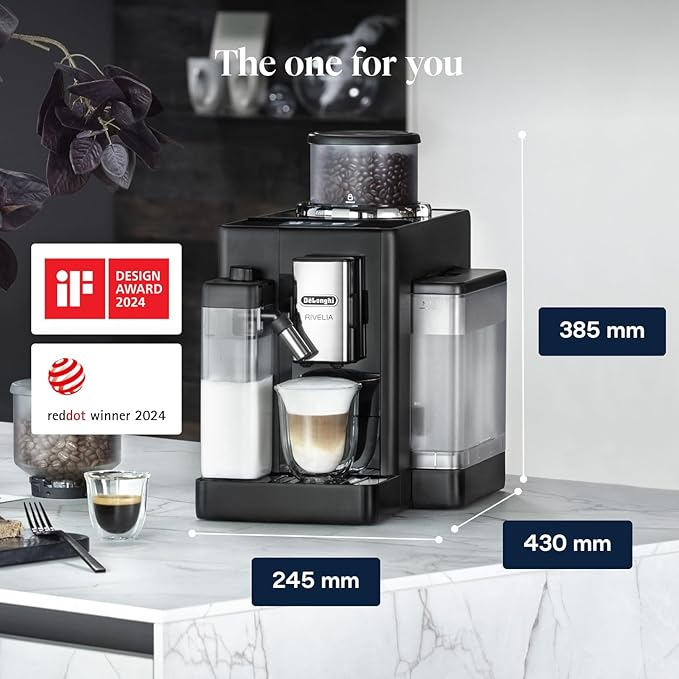 DeLonghi Rivelia EXAM440.55.G, Available Colours: Onyx Black, Arctic White & Pebble Grey, Fully Automatic Coffee Machine with LatteCrema Hot, Automatic Milk Frother, Compact Size Bean to Cup Coffee Machine, 16 Recipes, Full Touch Colored Display, Brand New - Image 9